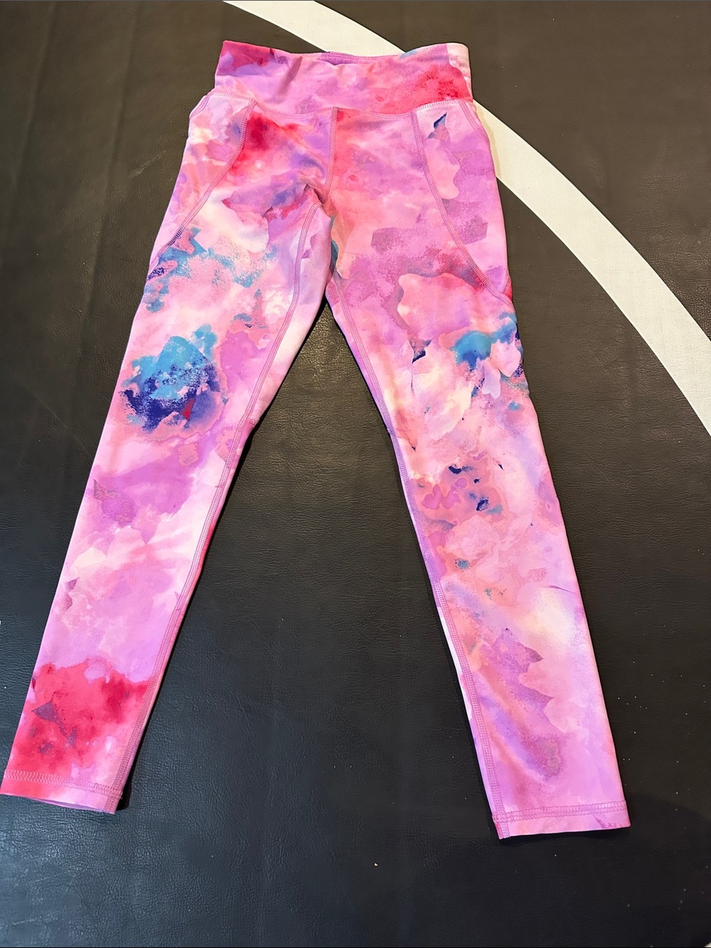 Old Navy Pink and Blue Watercolor Active Leggings